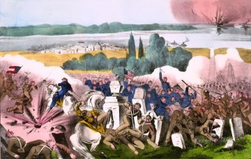 Buque de guerra Painting - Currier Ives La batalla de Baton Rouge La 4 de agosto de 1862 Batallas navales